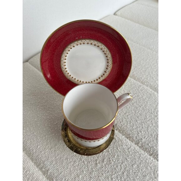 Vintage Royal Swansea Bone China Red & Gold Demitasse Cup & Saucer Set gift - Picture 3 of 8